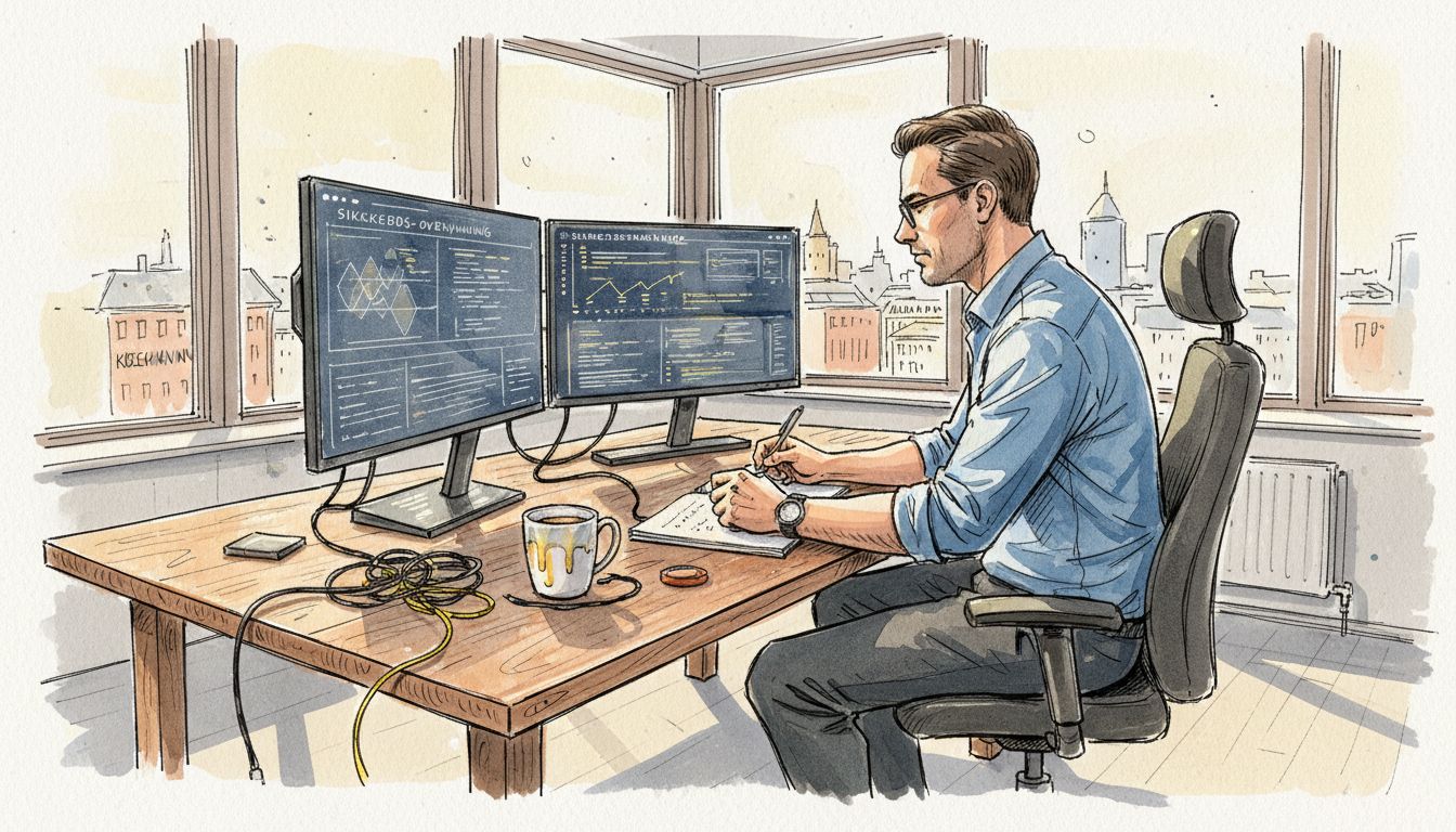 IT-chefen holder øje med datasikkerheden fra sit hjørnekontor.