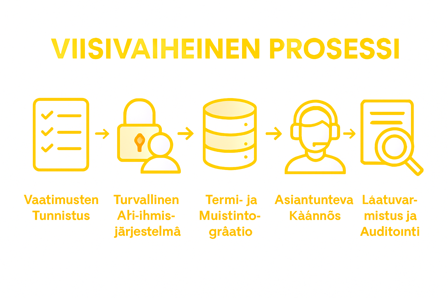 Infograafi: Viisi askelta lokalisaation vaatimustenmukaisuuteen