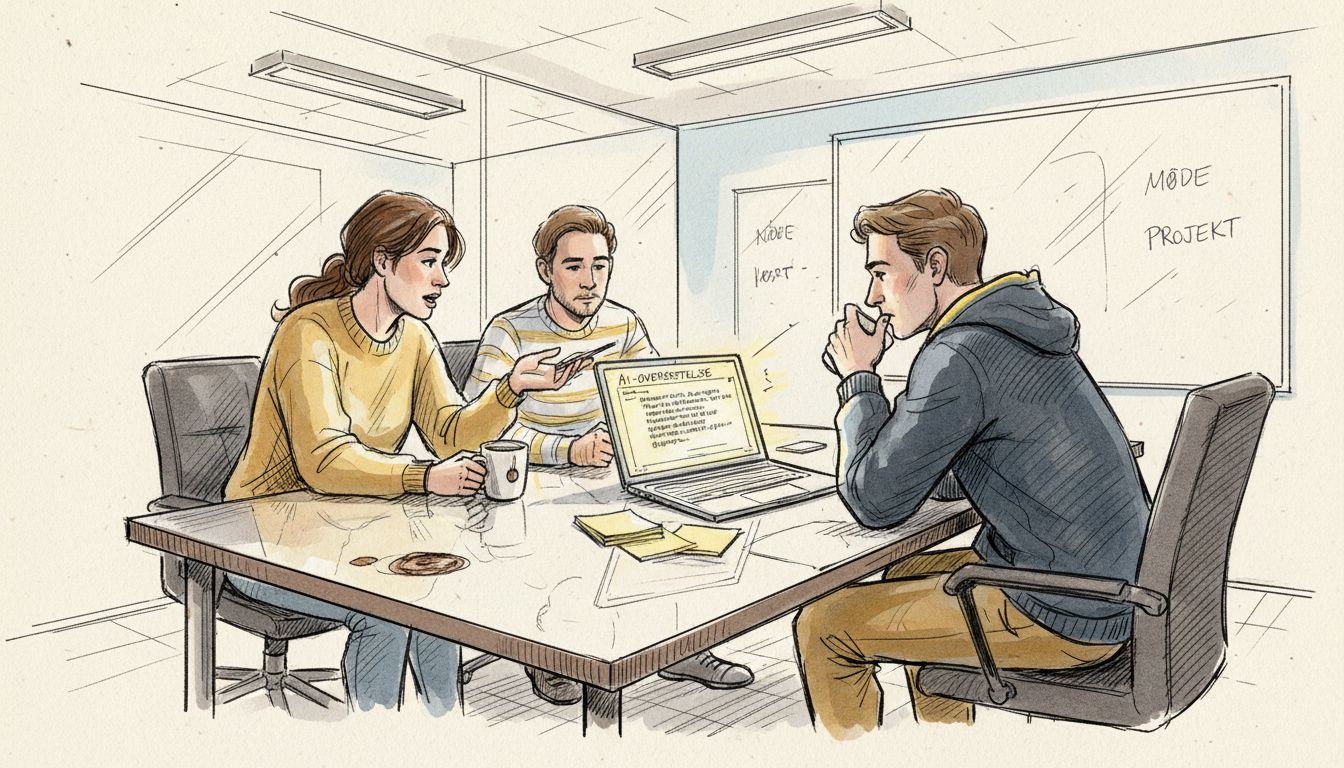 Et team der arbejder sammen om at skabe oversættelser, hvor både mennesker og kunstig intelligens bidrager.