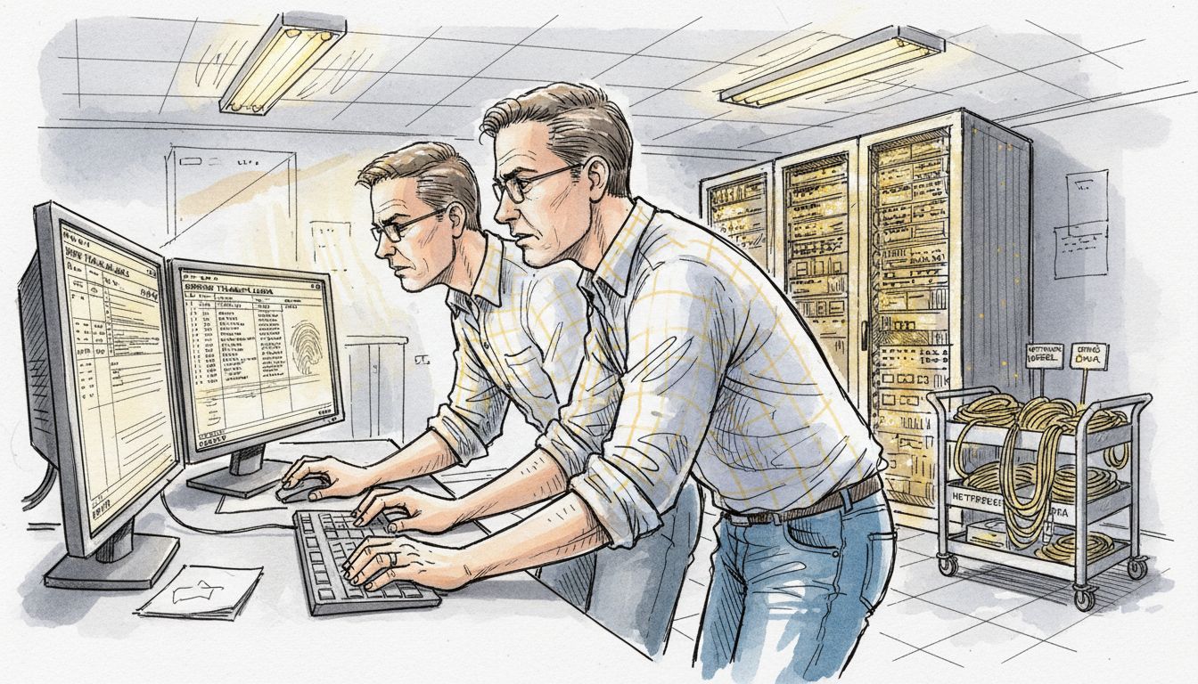 IT-ansatte som gjennomgår serverne for å sikre at sikkerheten er ivaretatt