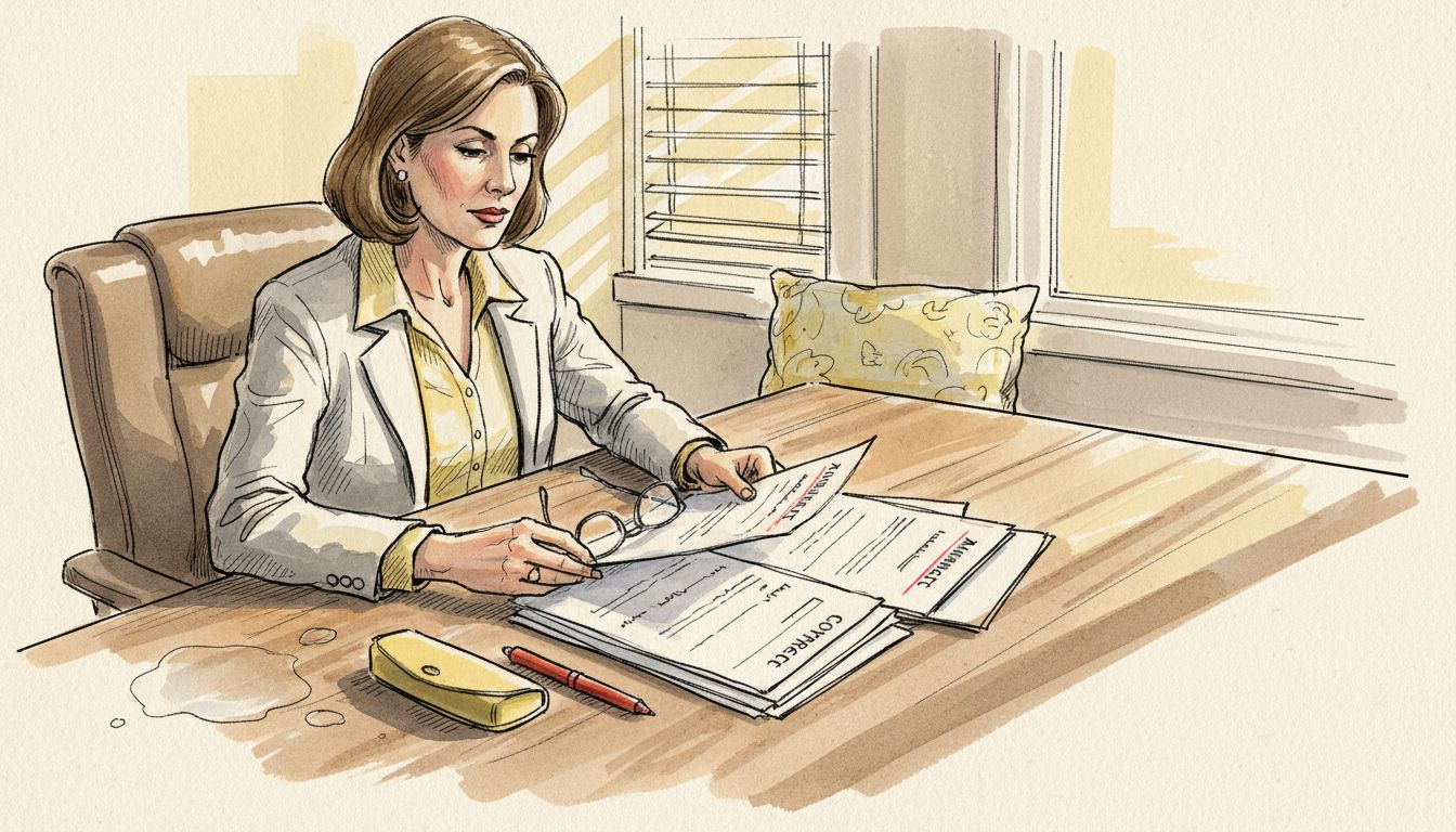 Legal consultant reviewing translated contract