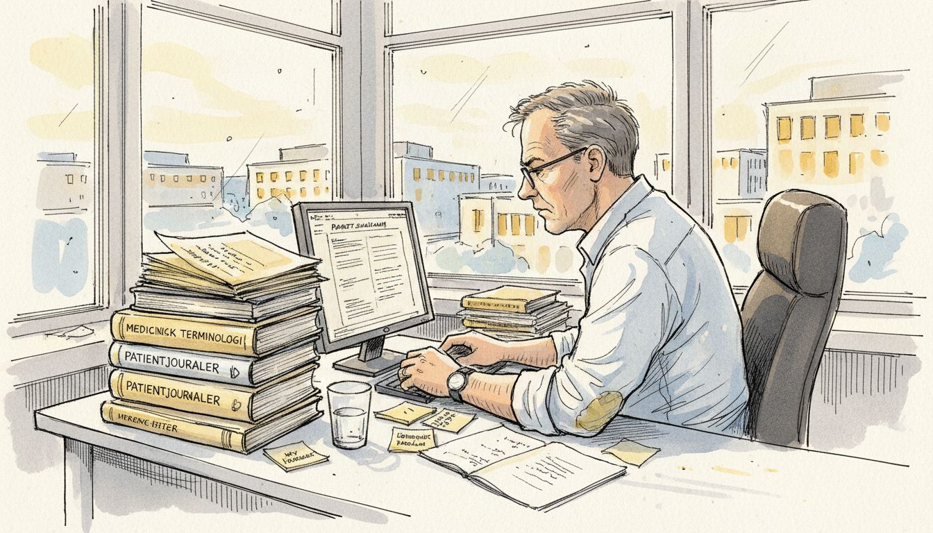 Medicinsk tolk som arbetar på sjukhusets kontor