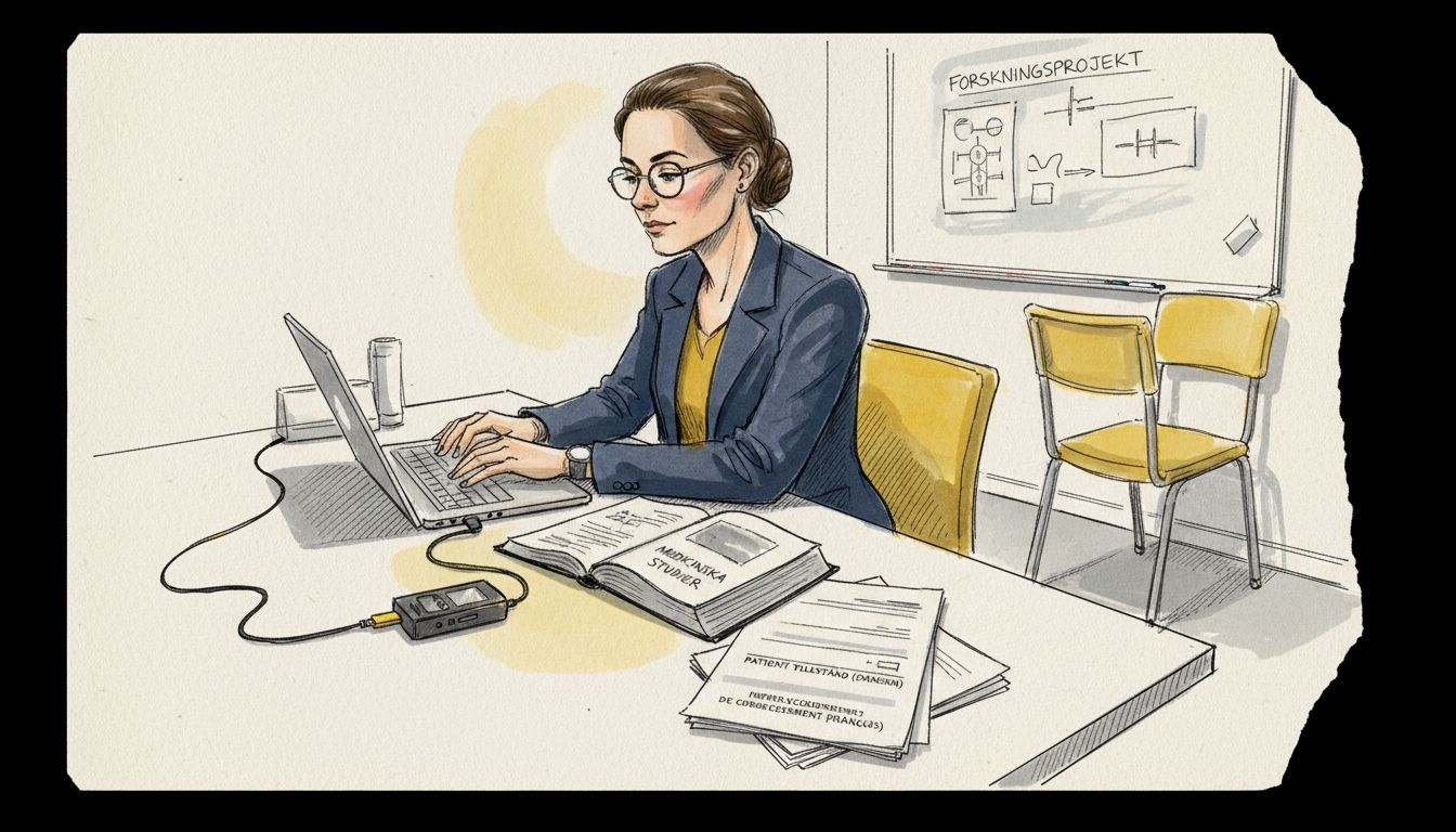 Medicinsk översättare som använder AI-teknik på arbetsplatsen