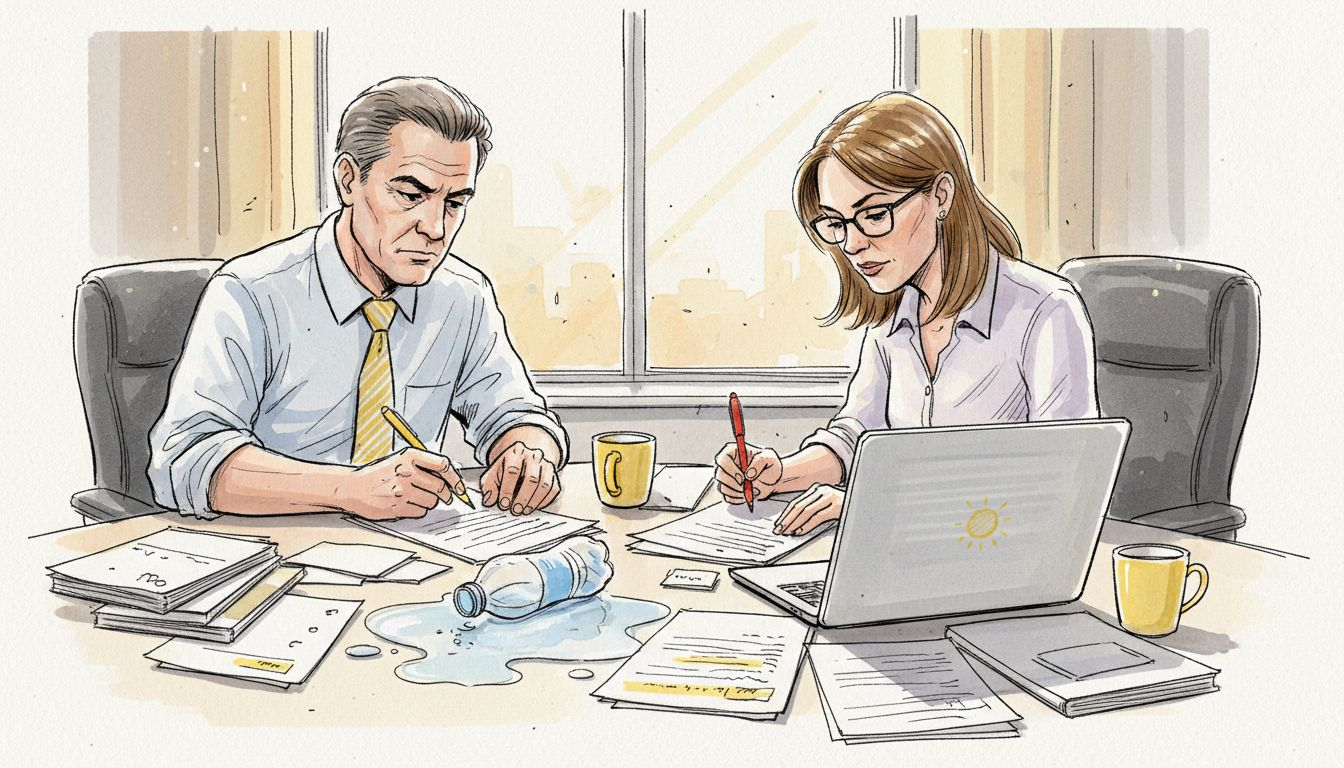 Two colleagues collaborating on translation review