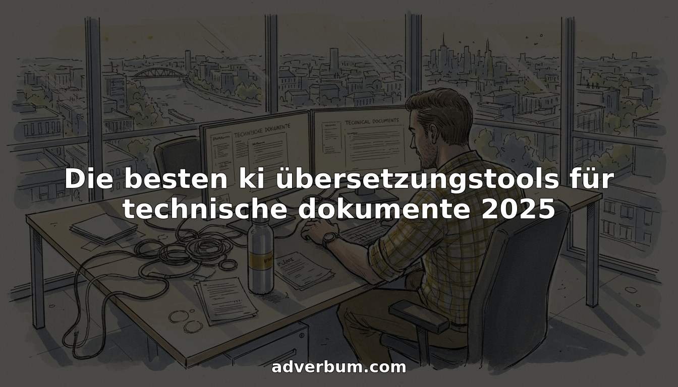 Ein Ingenieur prüft technische Übersetzungen an seinem Schreibtisch im Büro.