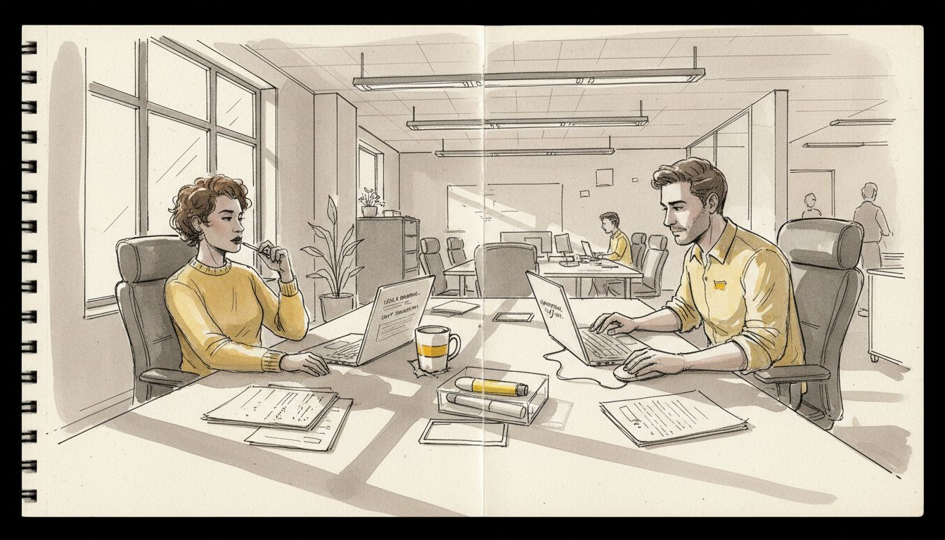 Translators reviewing AI-generated documents