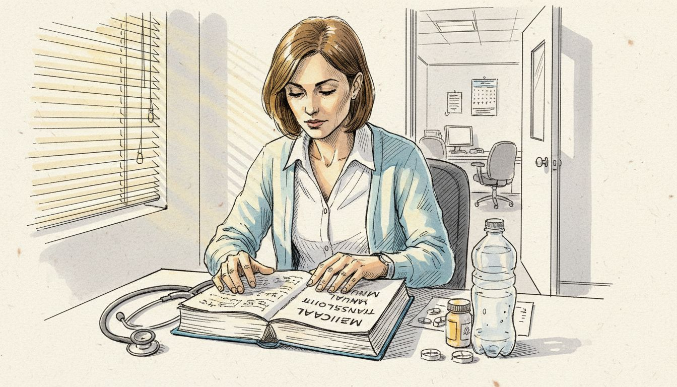 Medical translation expert at hospital desk