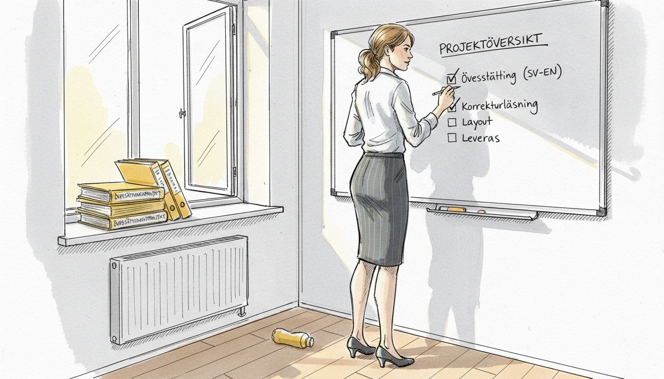 Projektledaren går igenom checklistan för att säkerställa att allt i processen följs som det ska.