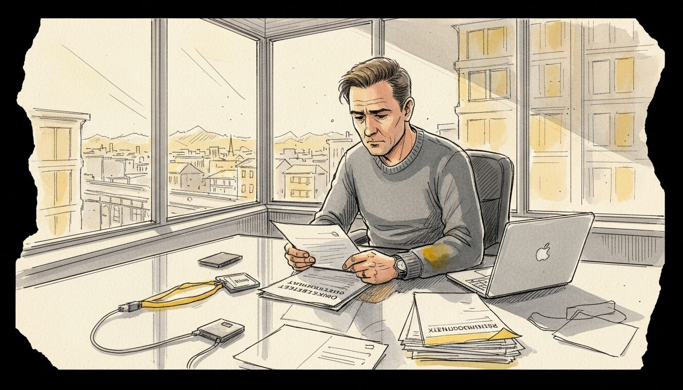 Prosjektlederen går gjennom konfidensielle oversettelsesdokumenter.