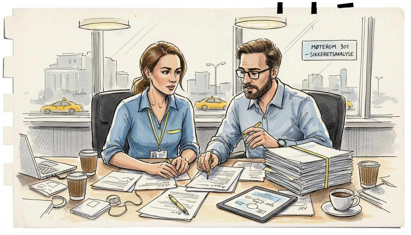 Leder går gjennom sjekkliste sammen med konsulent