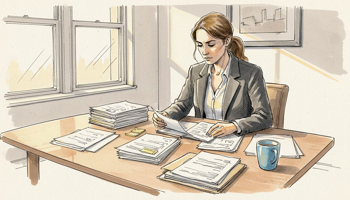 Compliance specialist reviewing translated documents