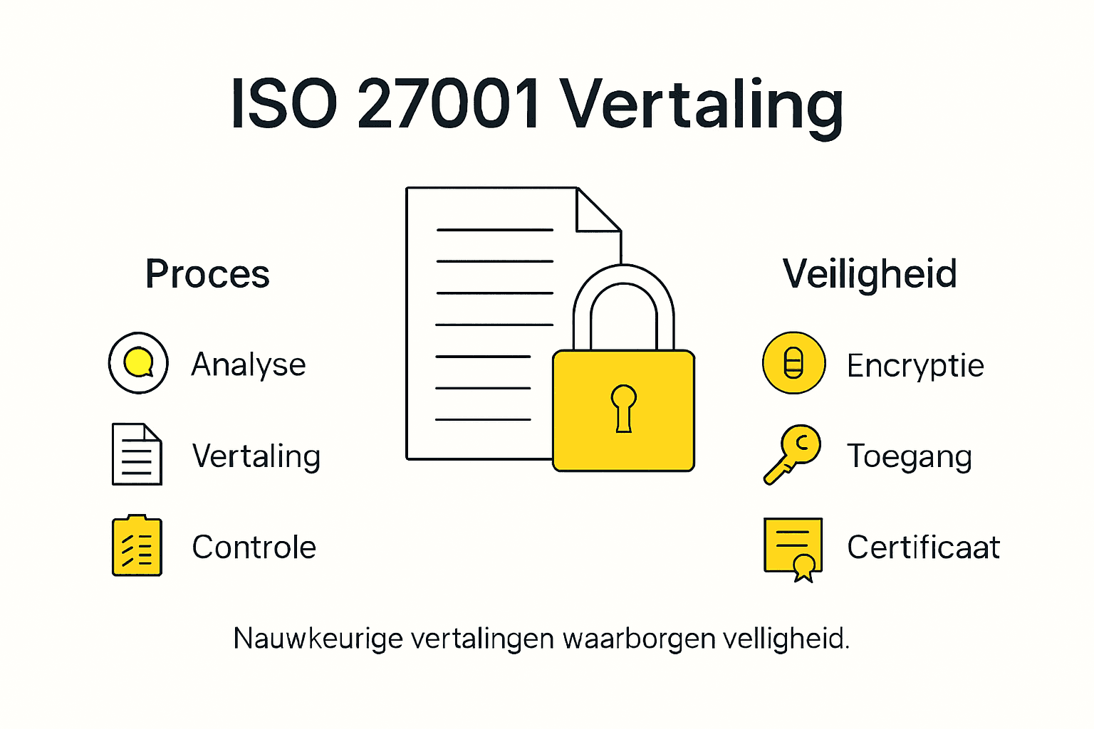 Overzichtelijke infographic met de belangrijkste ISO 27001-veiligheidsmaatregelen en hun betekenis