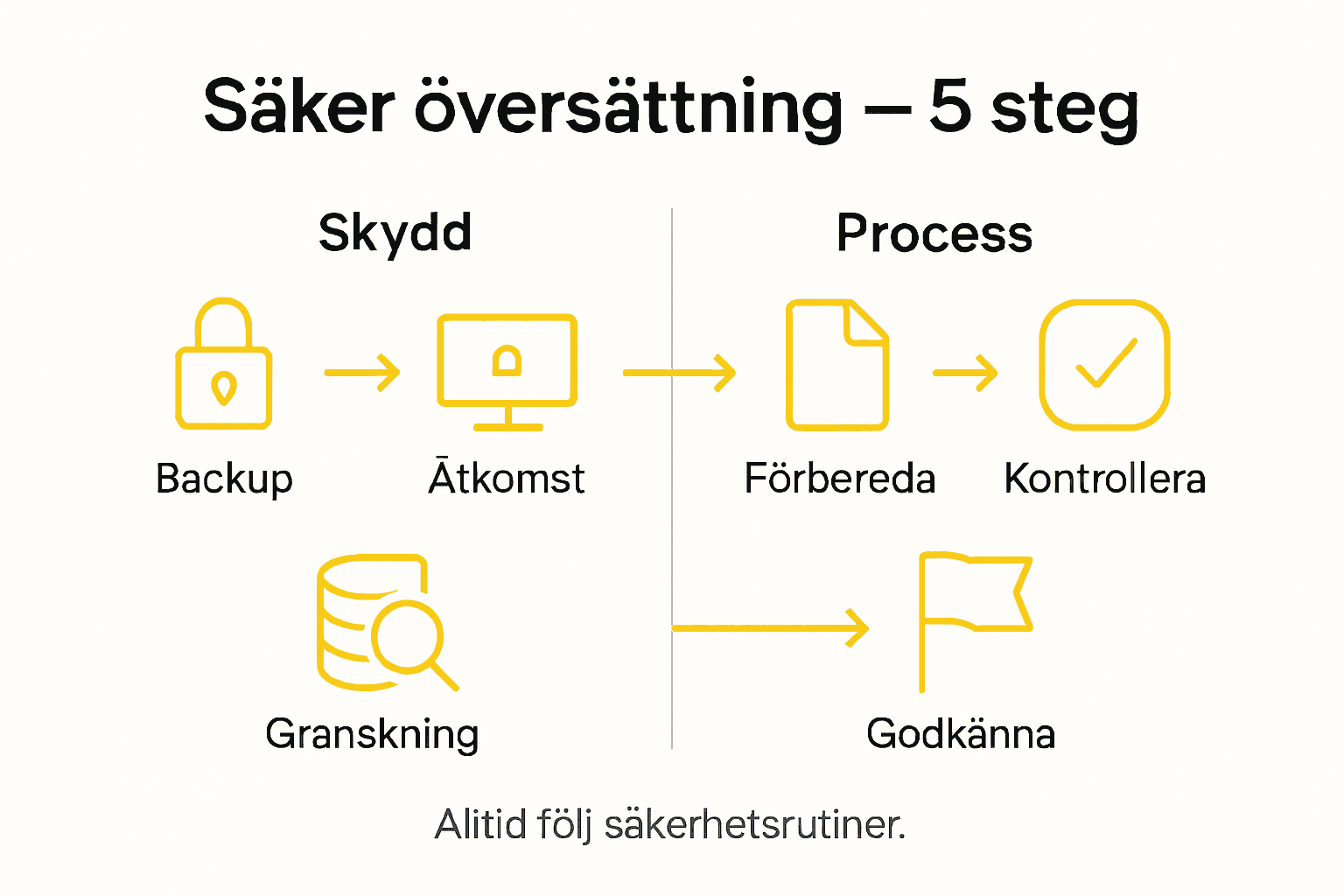 Steg-för-steg-guide: Så säkerställer du datasäker översättning – en överskådlig infografik