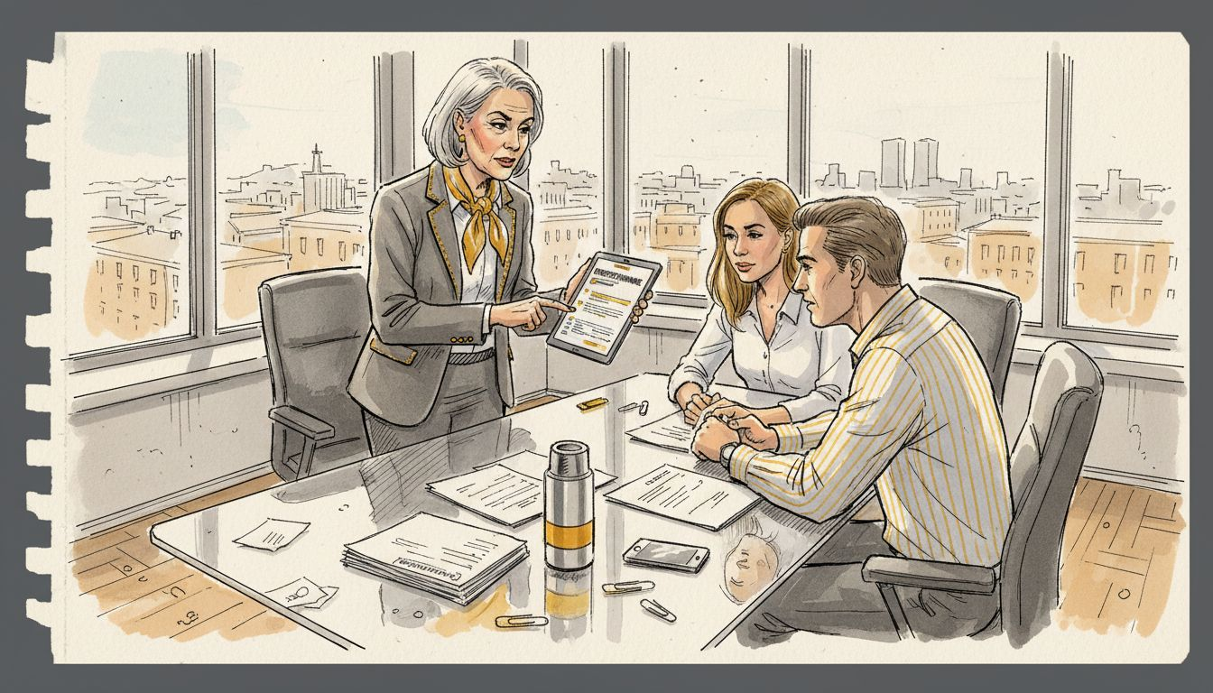 Ledergruppen samles på kontoret for å gå gjennom ulike løsninger for oversettelsesprogramvare.