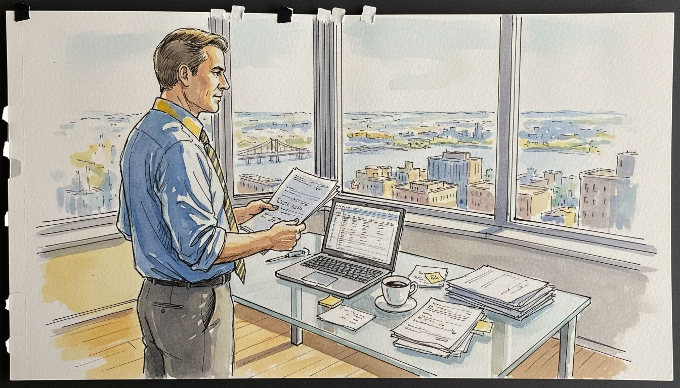 Compliance leader reviewing translations in city office