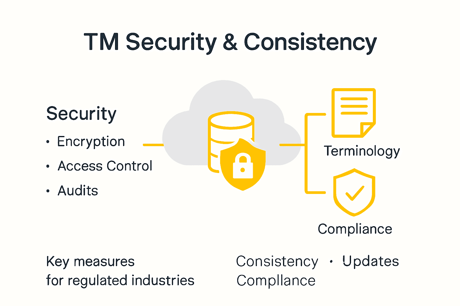 Infographic showing translation memory security and quality points