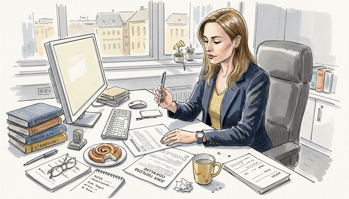 Oversætteren er i gang med at arbejde på en juridisk oversættelse.