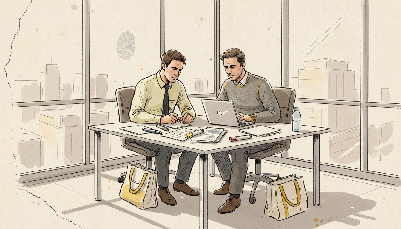 Team collaborating on compliance translation in office