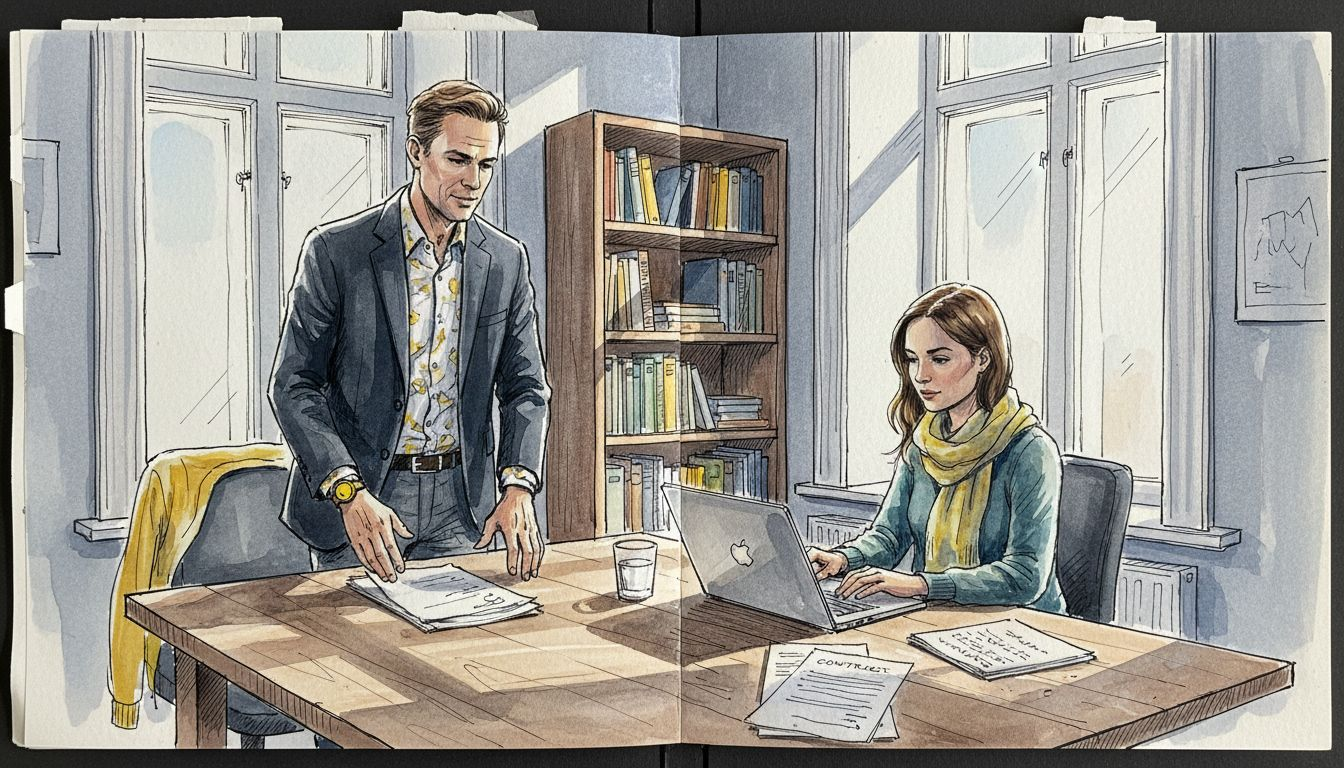 Et team sitter sammen på oversettelseskontoret og går nøye gjennom dokumentene for å sikre kvaliteten.