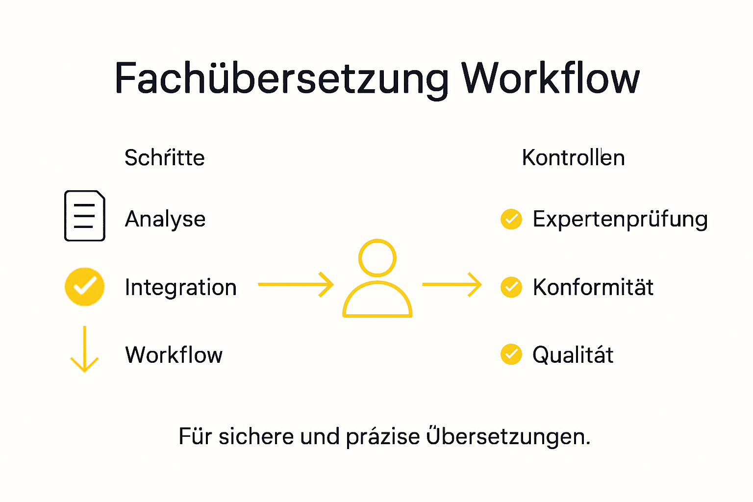 Ablauf einer Fachübersetzung anschaulich dargestellt: Diese Infografik bietet einen Überblick über die einzelnen Schritte im Übersetzungsprozess.