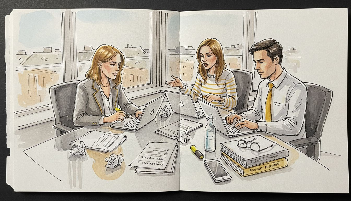 Oversettere som jobber sammen i et lyst og trivelig kontormiljø