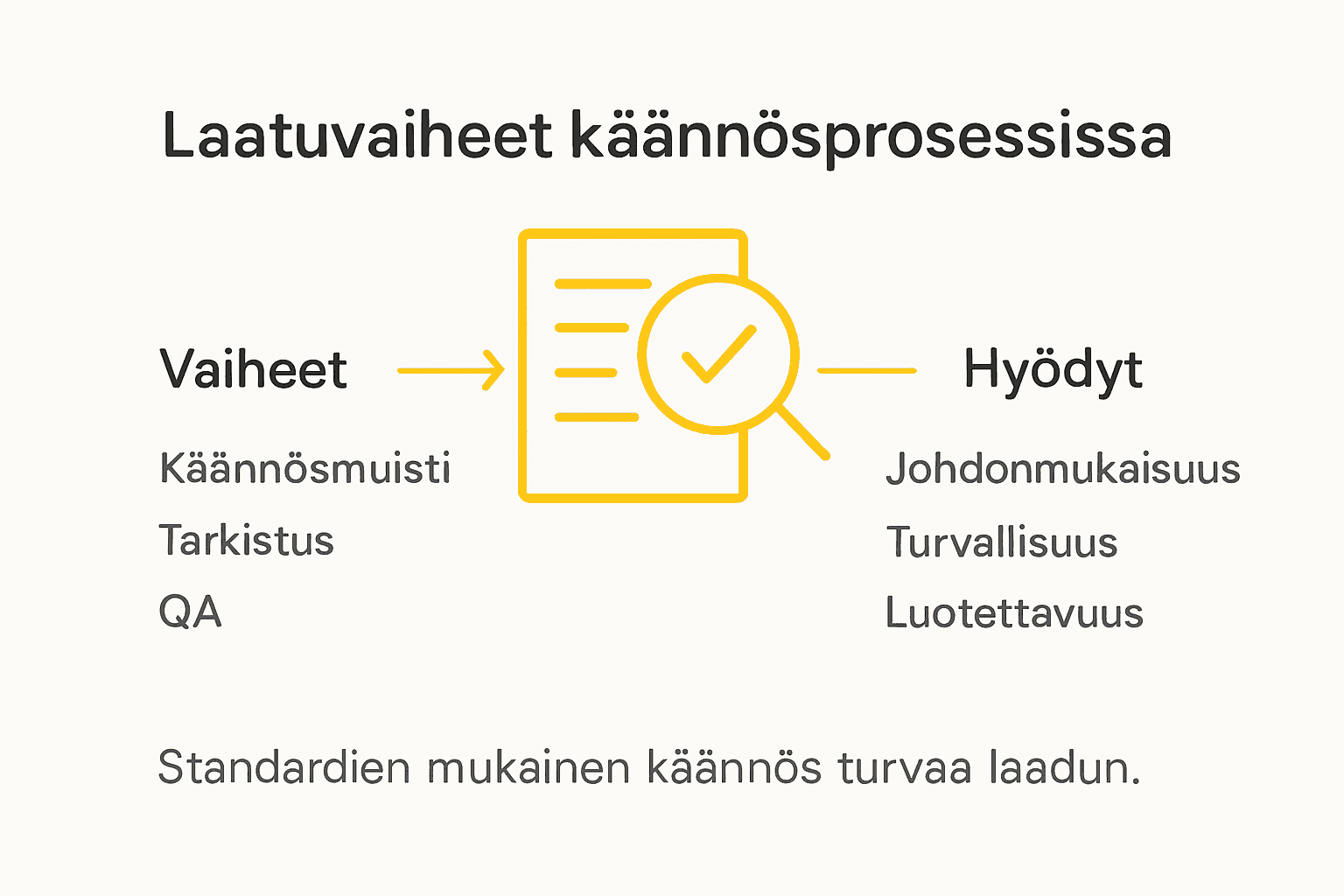 Infograafi: käännösprosessin keskeiset laatutekijät