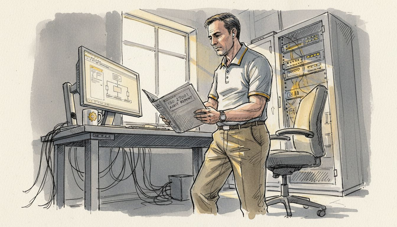 IT specialist reviewing data security safeguards