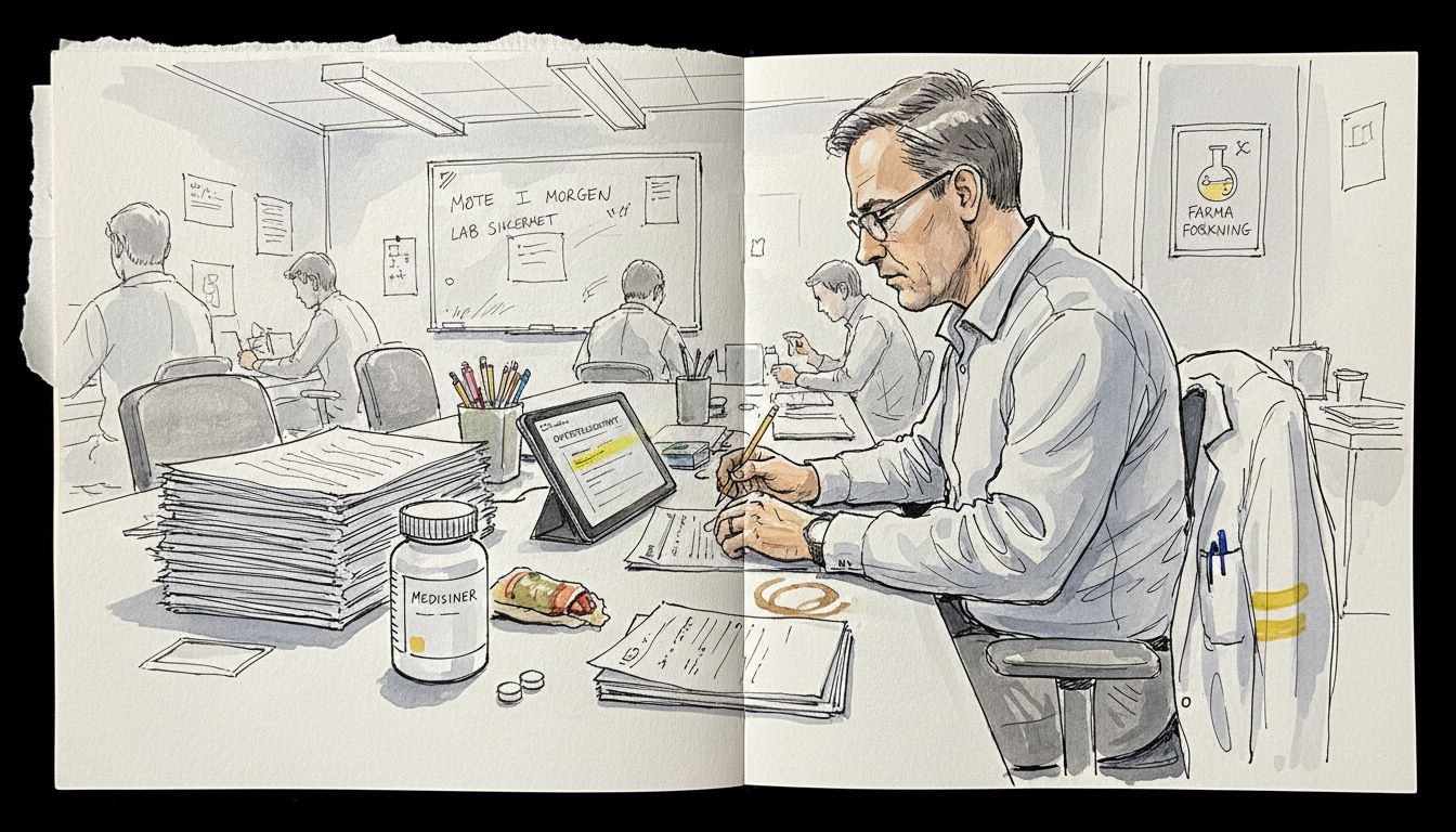 En i teamet går gjennom og kvalitetssikrer oversettelser innen farmasi som allerede er markert for gjennomgang.