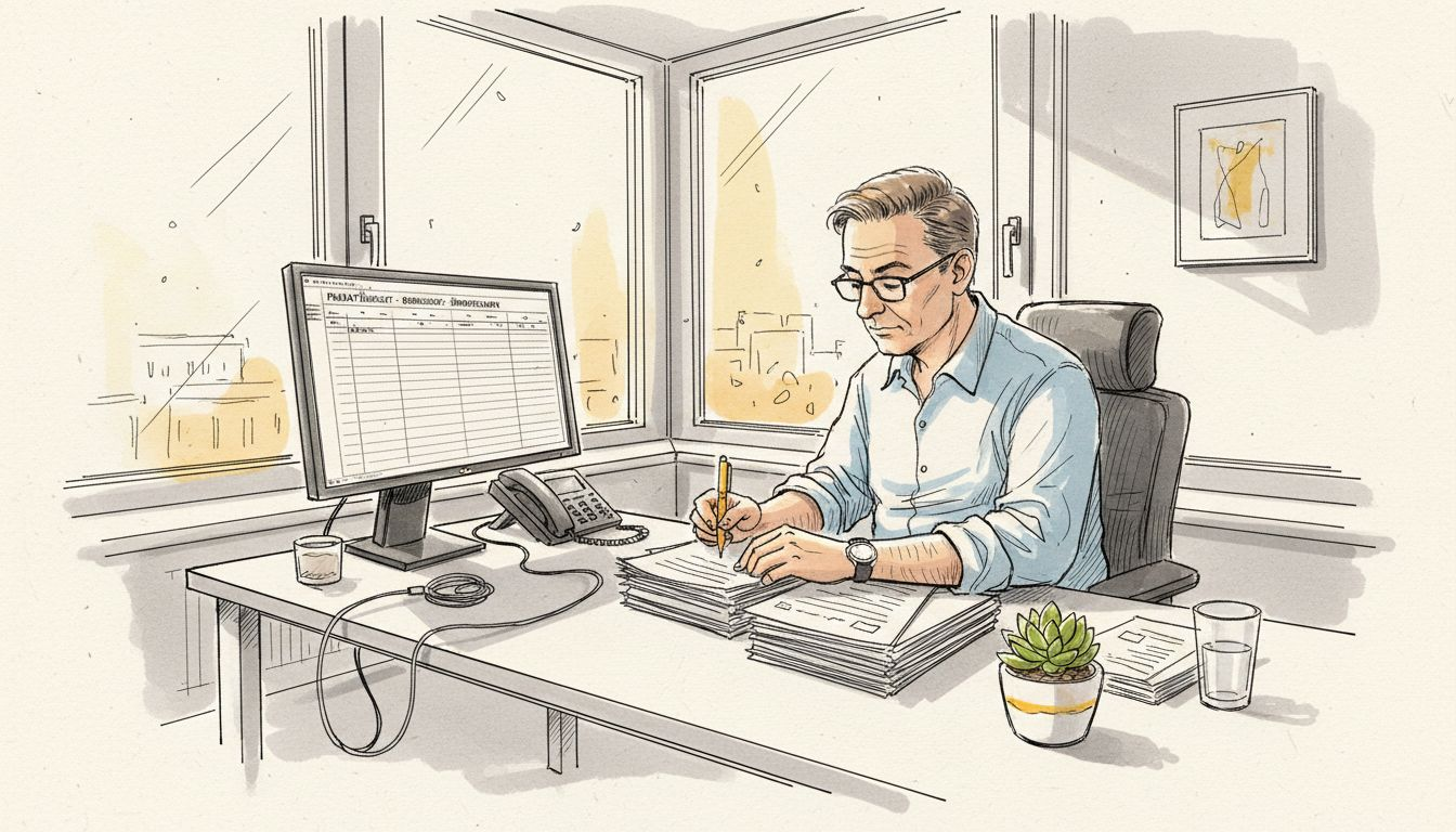 Eine Führungskraft prüft Unterlagen aus dem Bereich medizinischer Übersetzungen.