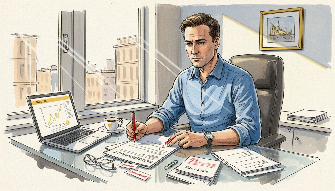 Forretningsmann går gjennom sjekkliste for oversettelser i henhold til regelverket