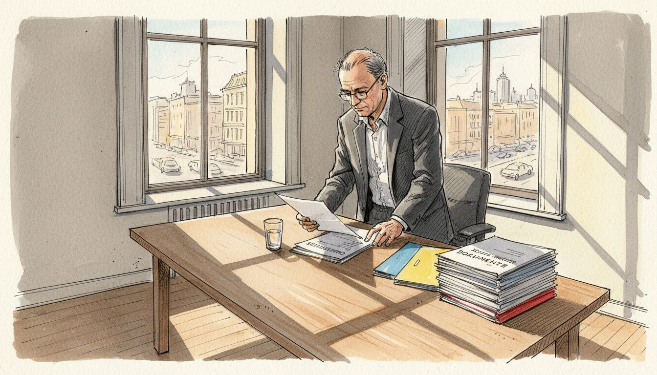 Quality auditor reviewing translation documents