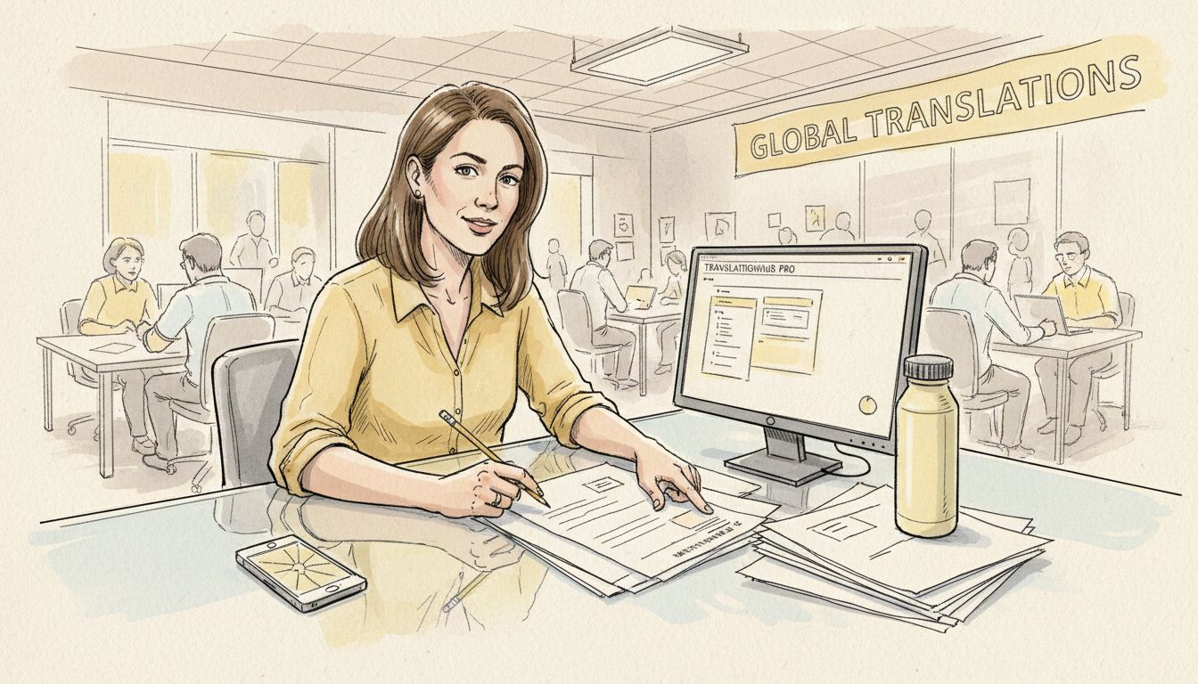 Manager reviewing AI-generated translation draft