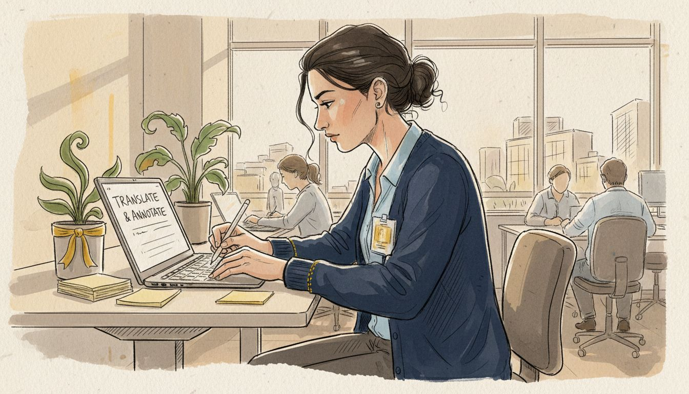 Translator annotating legal document with AI tools