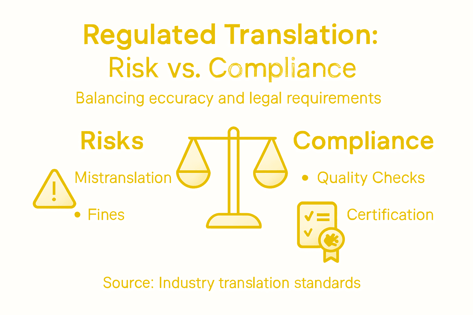Infographic on regulated translation risks and compliance