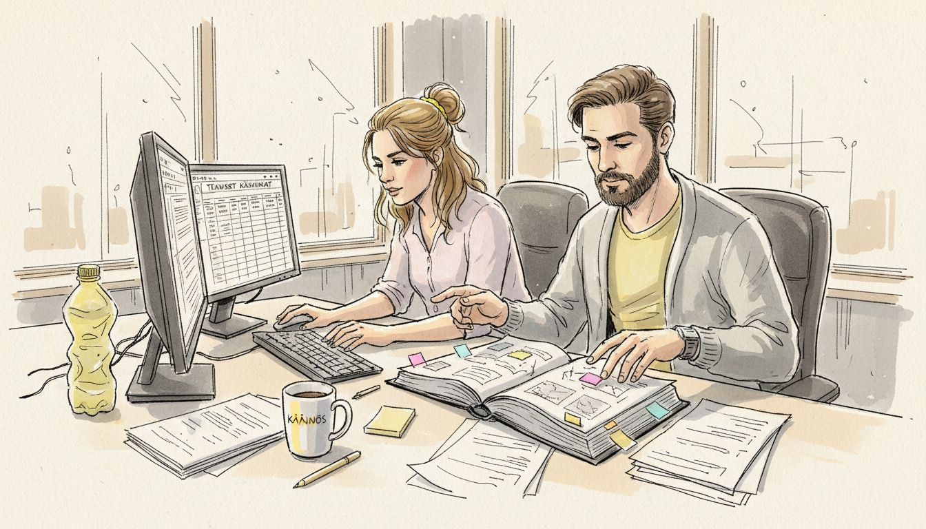 Tekniset kääntäjät käyvät toimistolla läpi materiaaleja ja tarkistavat niiden sisällön huolellisesti ‘suomennettavaksi’.