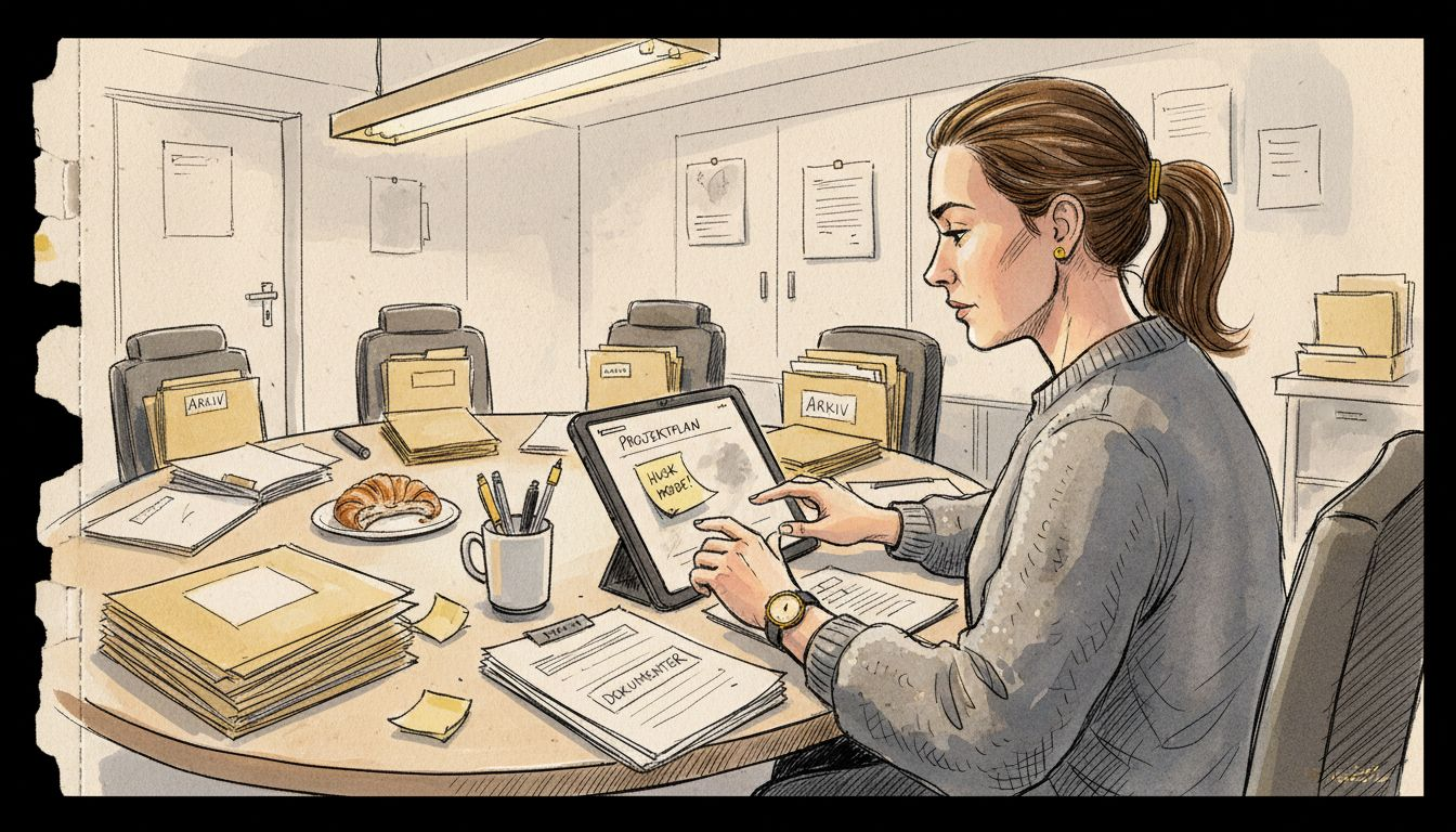 Projektlederen gennem laminationsdokumentationen for at sikre, at alt lever op til kravene.