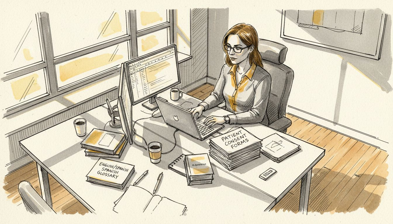 Project manager working on medical translation compliance