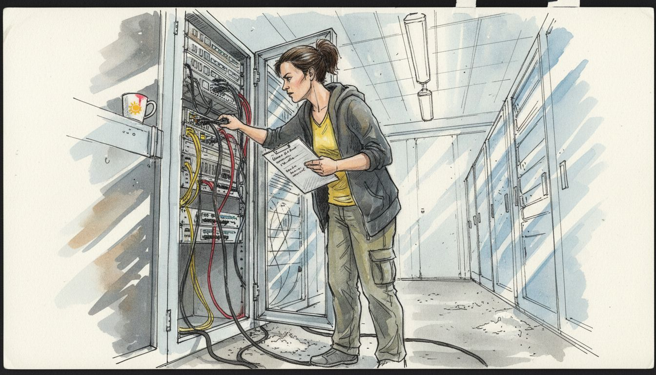 Ein IT-Experte überprüft die Server für das Translation Memory-System.