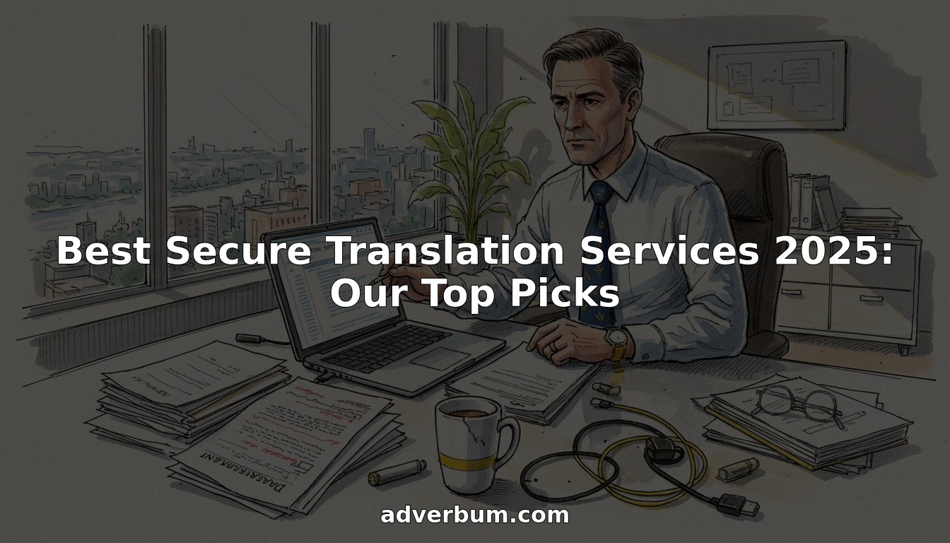 Professional reviewing translations in sunlit city office