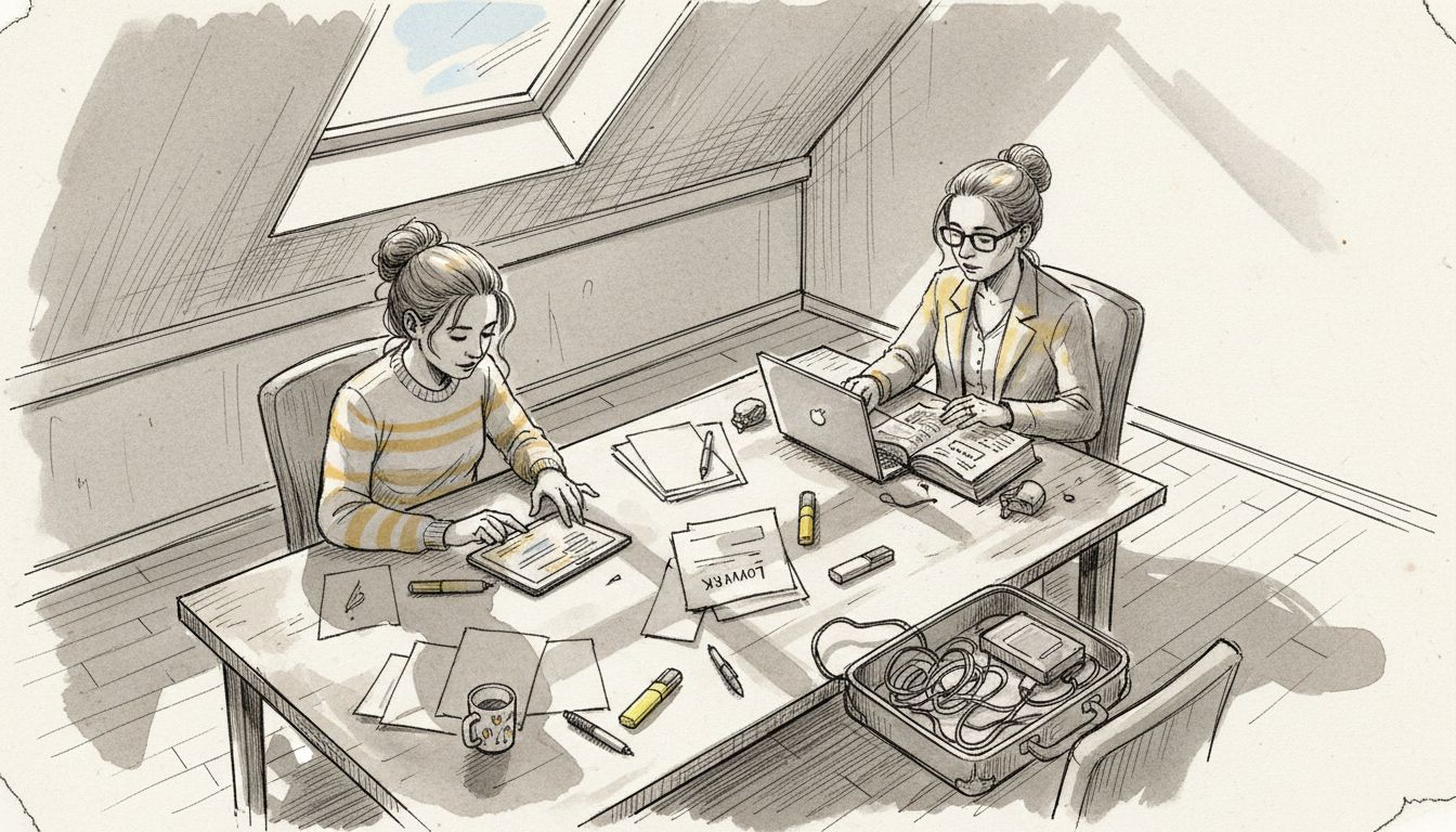 To oversettere sitter ofte sammen på møterom og jobber med dokumenter.