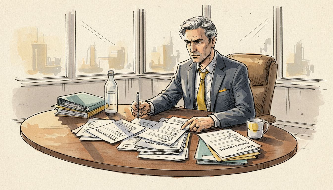 Compliance manager checking bilingual legal documents