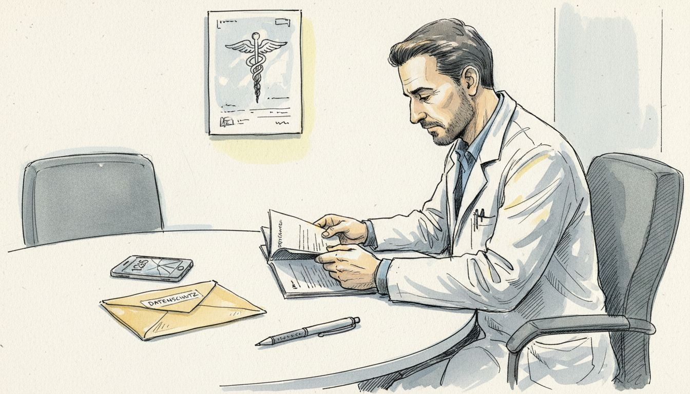 Ein Arzt kontrolliert die ins Deutsche übersetzten medizinischen Dokumente auf Richtigkeit.