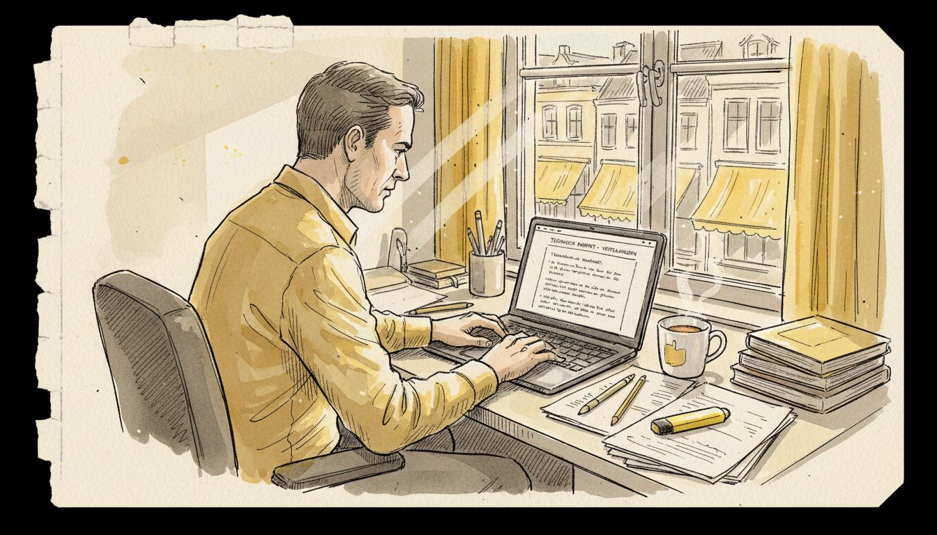 Een technisch vertaler kijkt het document na om te zorgen dat het aan alle eisen voldoet.