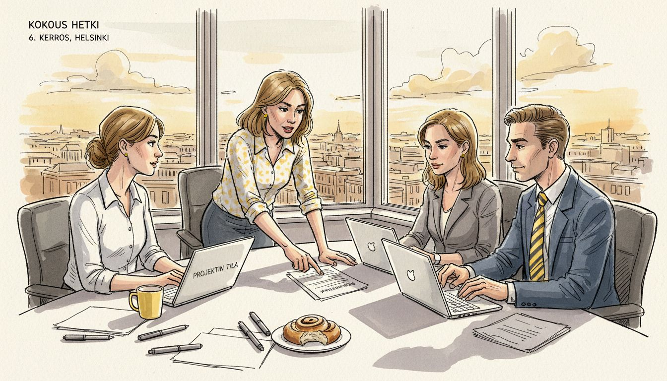 Käännöstiimin kokous EU:n toimistolla