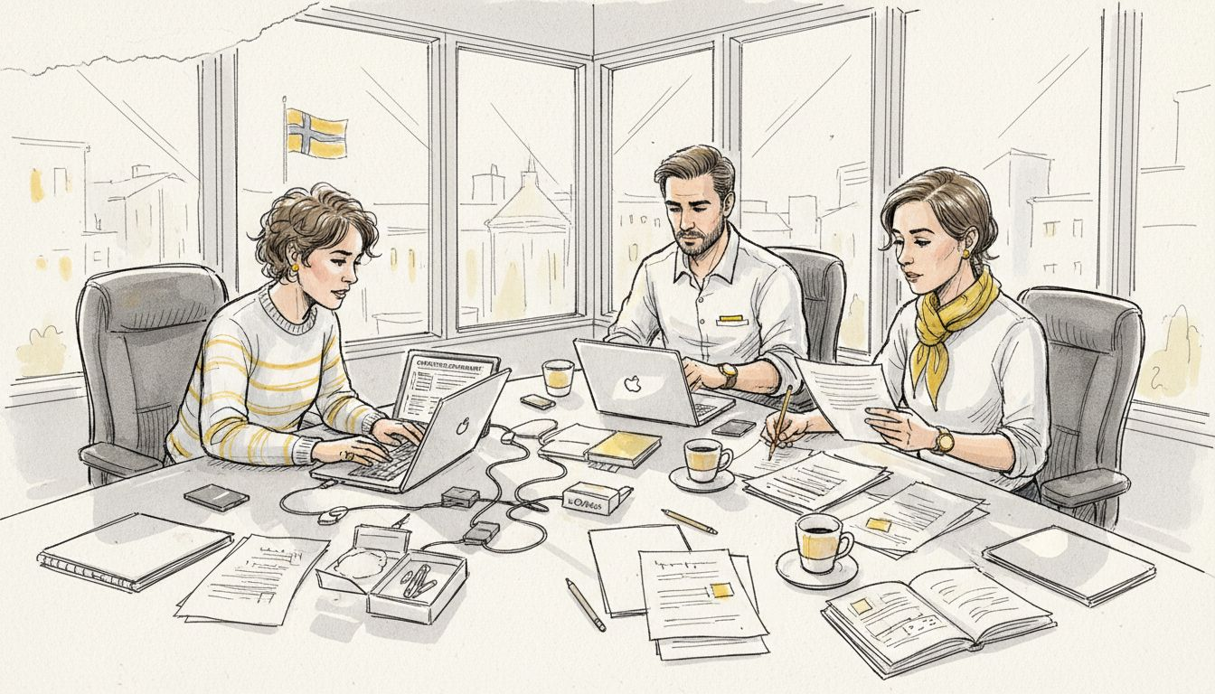 Teamet samles for å diskutere et nytt oversettelsesprosjekt på flere språk.