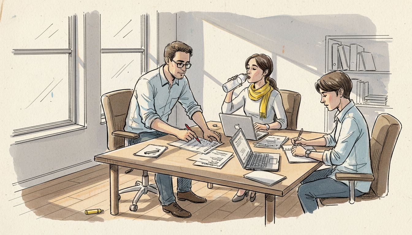 Team collaborating on technical document localization