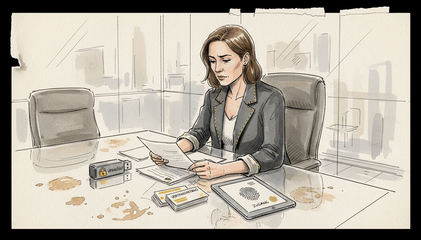 Eine Übersetzerin sichtet und überprüft sensible Dokumente.