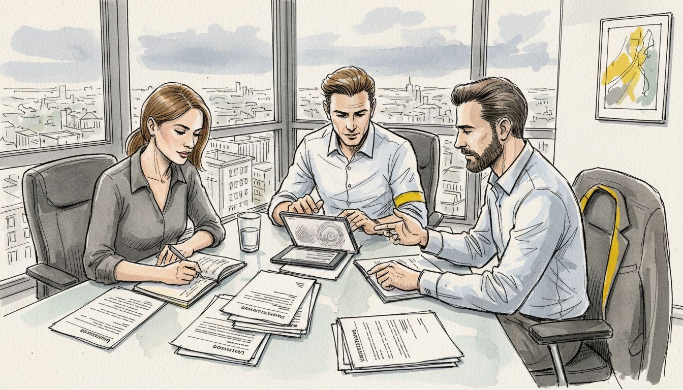 Ein engagiertes Übersetzerteam arbeitet gemeinsam in einem lichtdurchfluteten Büro und tauscht sich lebhaft aus.