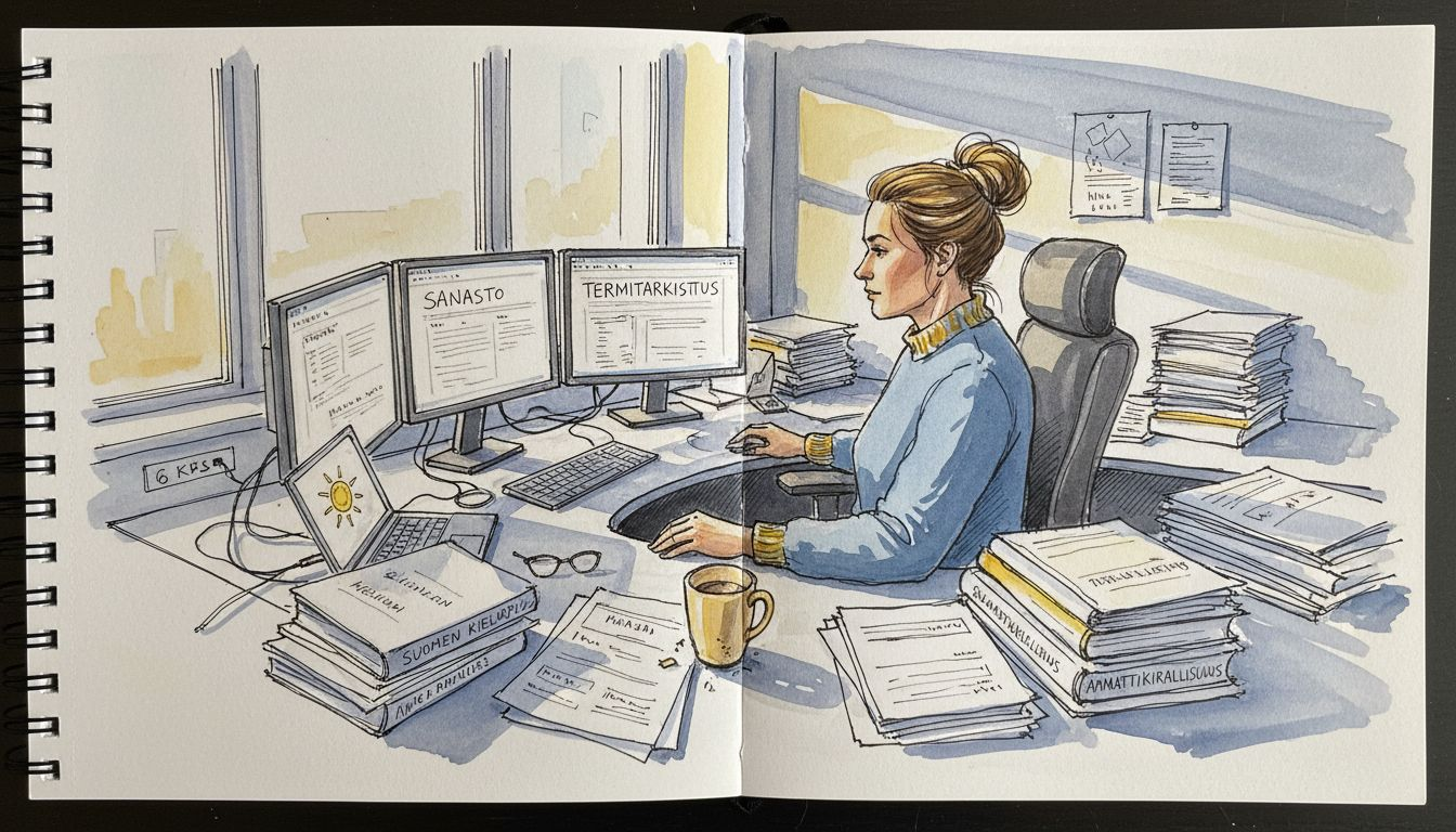 Asiantuntija käy läpi lokalisaatioprojektin dokumentaation