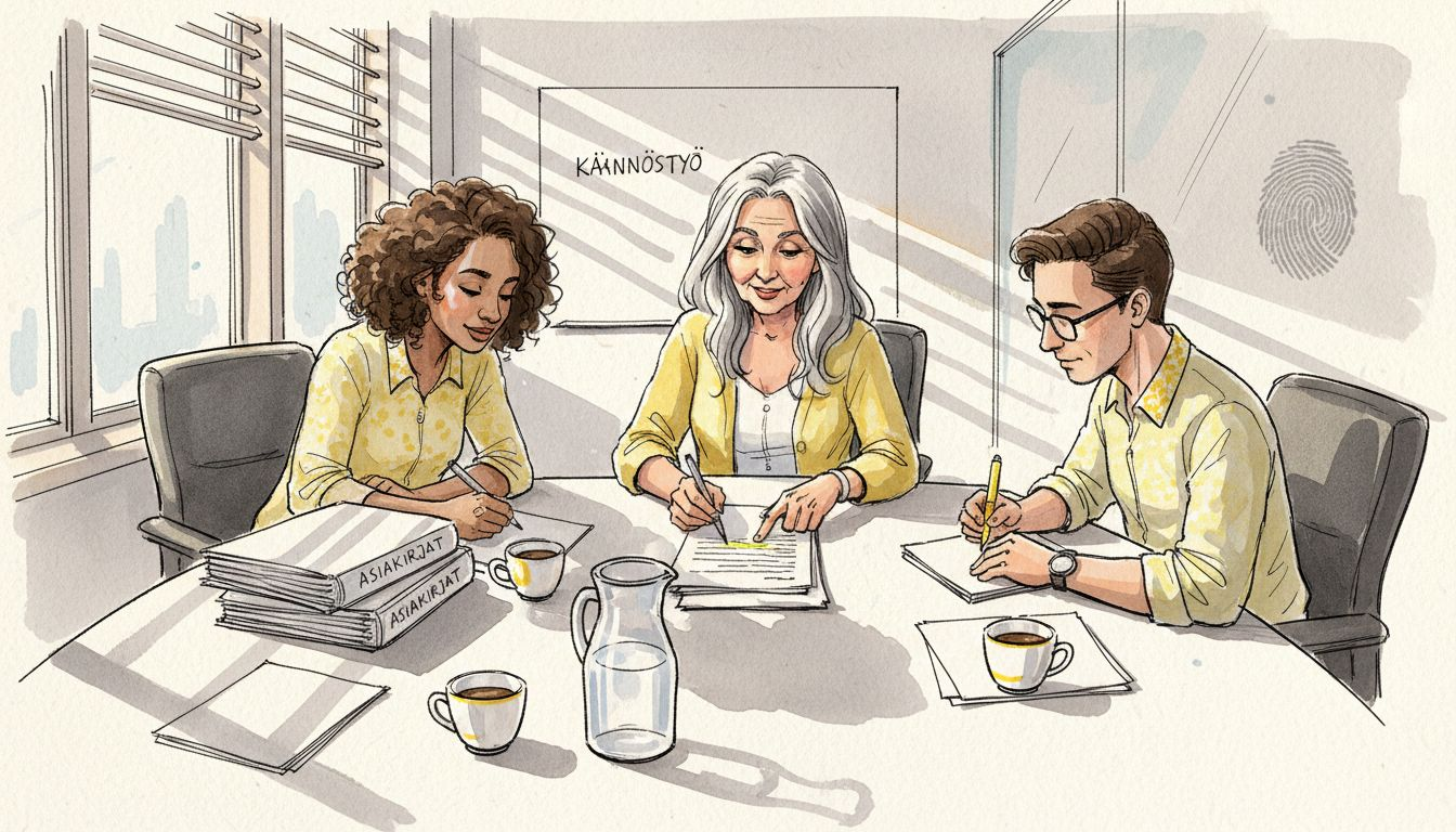 Käännösalan ammattilaiset arvioivat yhdessä työnsä laatua.